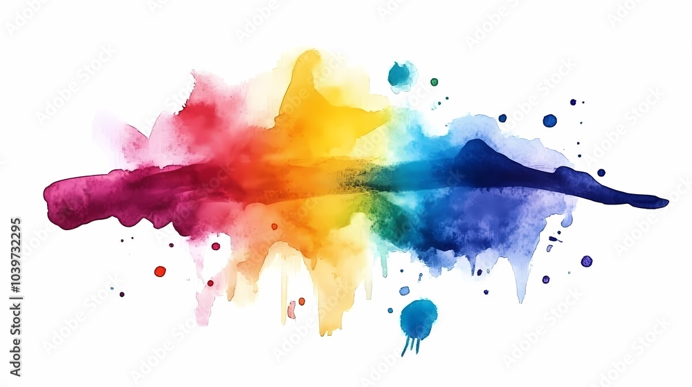 Abstract Watercolor Rainbow Splashes and Blobs Abstract Watercolor Rainbow Splashes and Blobs