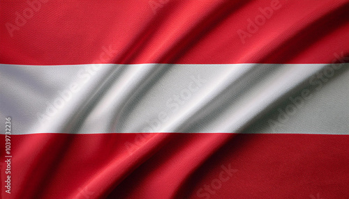 Austria flag waving in the wind. Close up of Austria banner blowing, soft and smooth silk. Cloth fabric texture ensign background. Use it for national day and country occasions concept