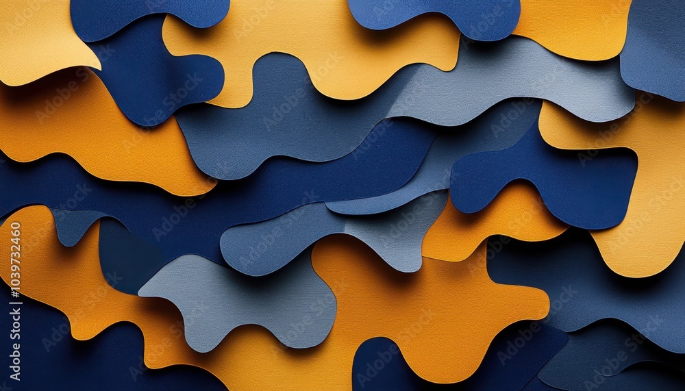 Handmade colorful paper cut background. Pop art and comic concept. Blue and yellow colors