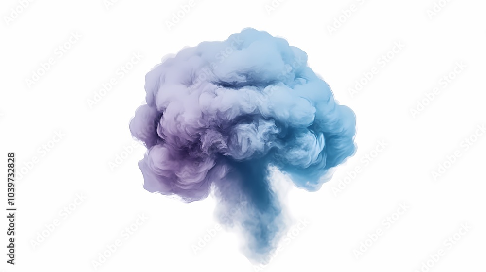Fototapeta premium Abstract Purple and Blue Smoke Cloud Isolated on White Background