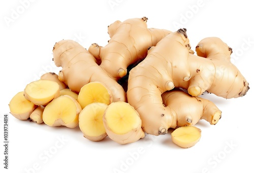 fresh ginger isolated on white background
 photo