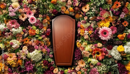 The quiet ceremony of saying goodbye to the wooden coffin covered with flowers reflects the depth of human emotions and grief