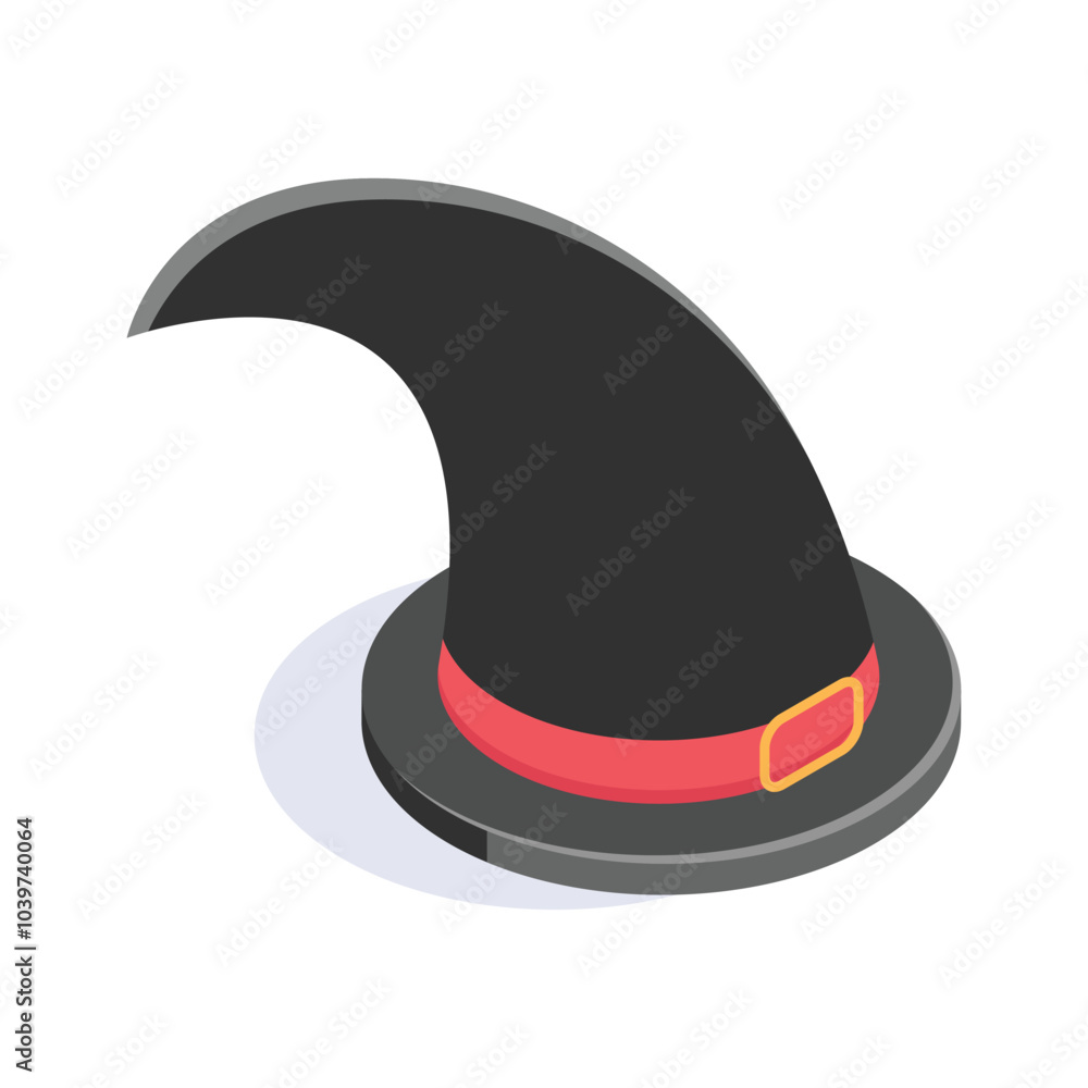 Premium witch hat isometric icon in modern style Premium witch hat isometric icon in modern style
