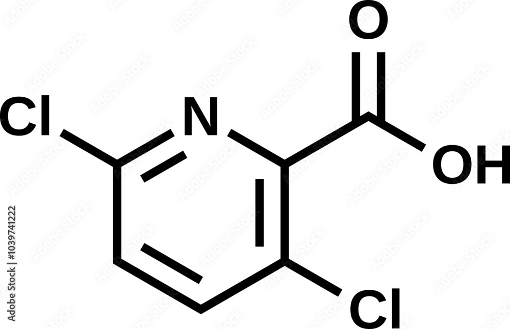 Clopyralid structural formula, vector illustration Clopyralid structural formula, vector illustration