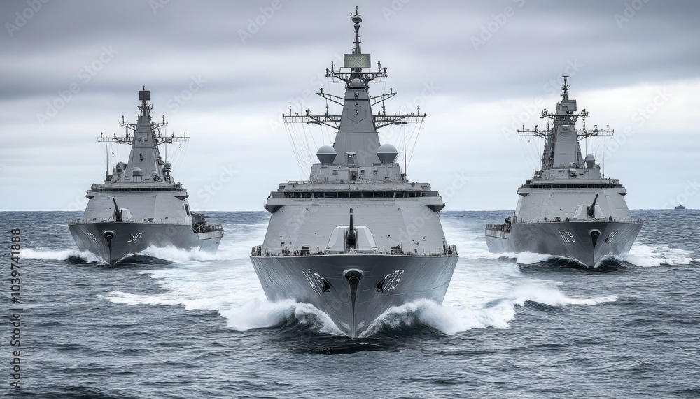 Warships move in one formation, their goal is to protect peace and order at sea Warships move in one formation, their goal is to protect peace and order at sea