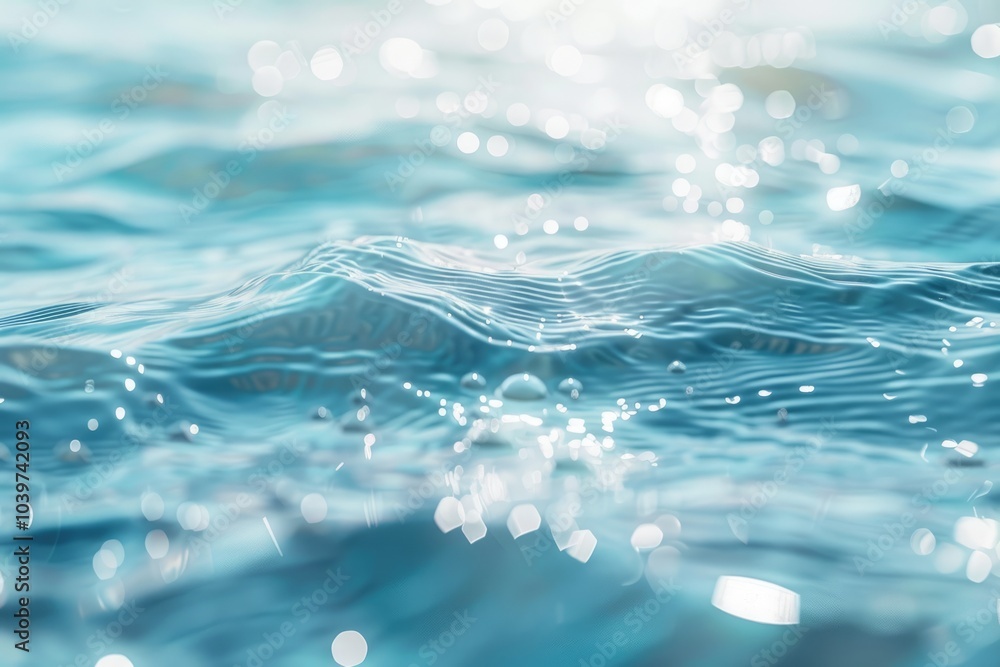 Blue water surface texture with bubbles and sunlight. Trendy background. Blue water surface texture with bubbles and sunlight. Trendy background.