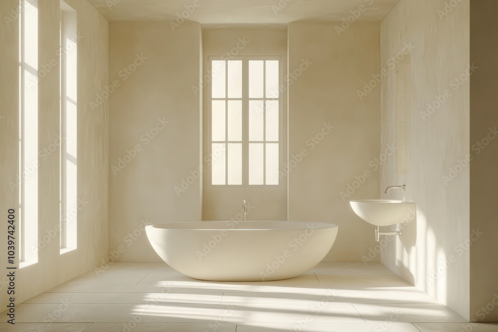 Minimalist Bathroom Interior Design in White and Beige Tones with Vintage Touch Minimalist Bathroom Interior Design in White and Beige Tones with Vintage Touch