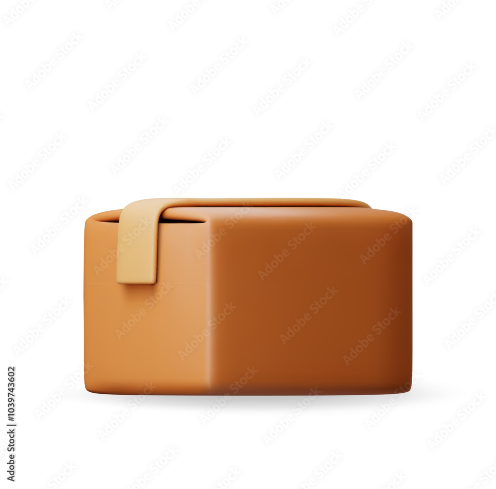 3D carton packaging box isolated on white. Render cardboard package with cover. Postal pack. Carton delivery packaging. Presentation, gift transportation and logistics. Vector illustration 3D carton packaging box isolated on white. Render cardboard package with cover. Postal pack. Carton delivery packaging. Presentation, gift transportation and logistics. Vector illustration