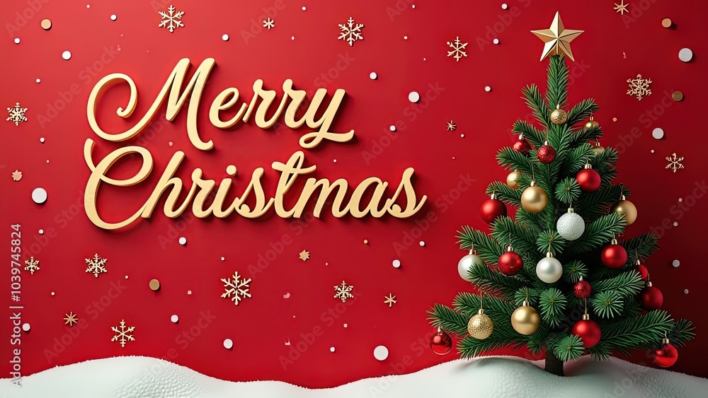 Fototapeta premium christmas greeting card with christmas tree