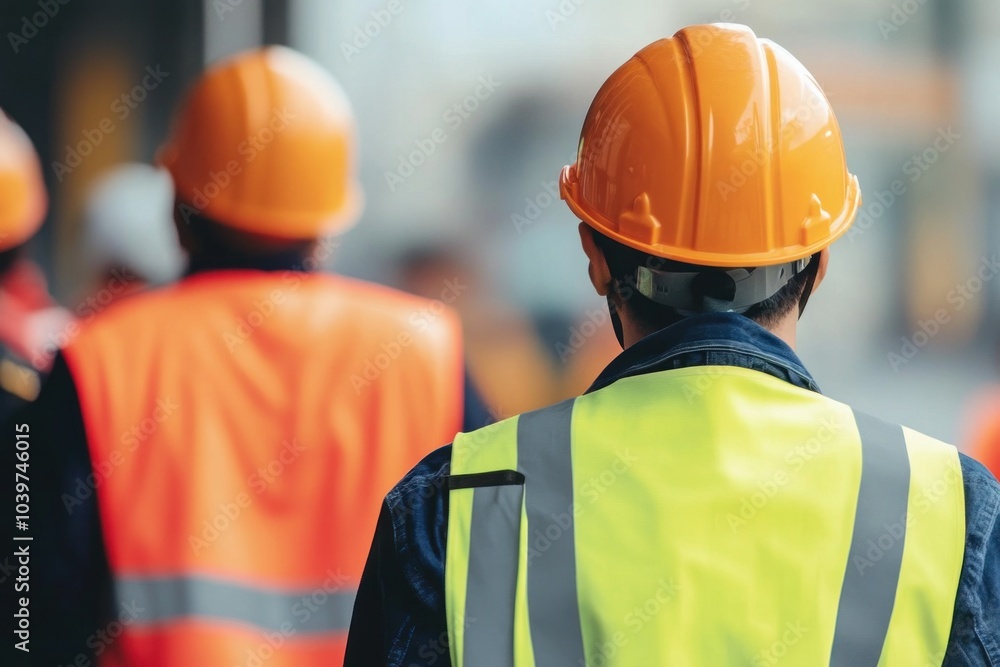 PPE for construction workers, with employees wearing hard hats, vests, and gloves to ensure safety on construction sites PPE for construction workers, with employees wearing hard hats, vests, and gloves to ensure safety on construction sites
