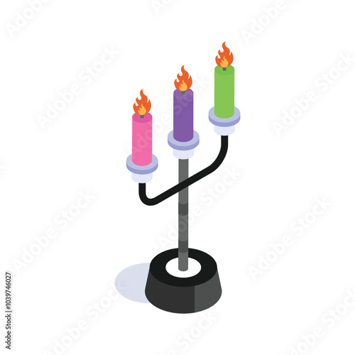 Well designed isometric icon of candelabrum, ready for premium use