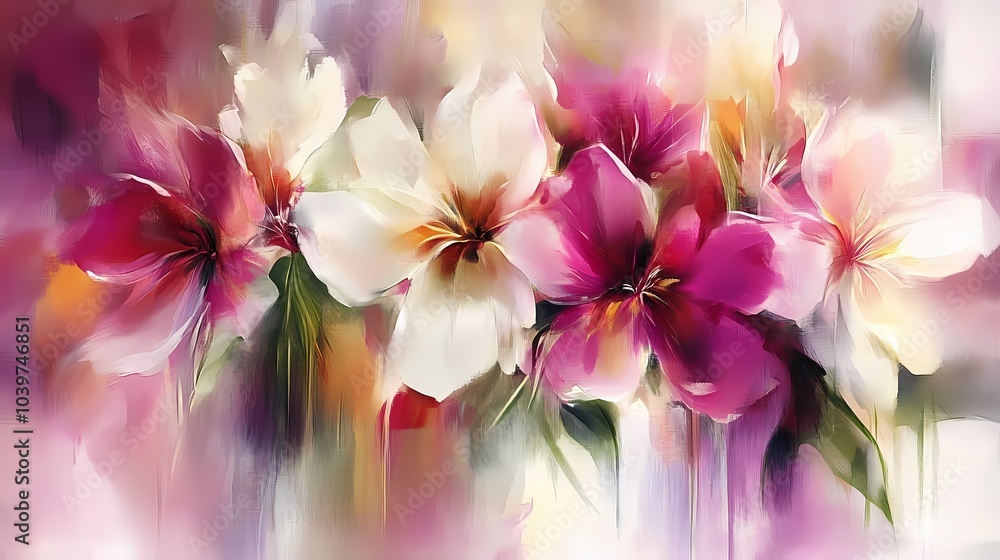 Abstract Pink and White Flower Painting Abstract Pink and White Flower Painting