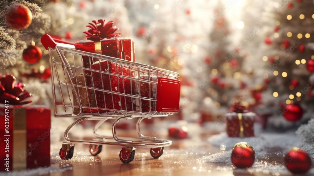 red boxes in shopping cart new year background
red boxes in shopping cart new year background