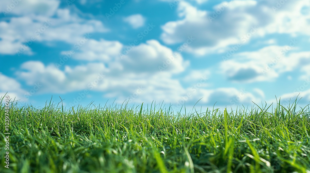Green grass on background of blue sunny sky Green grass on background of blue sunny sky