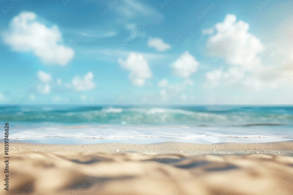 Fototapeta premium Tropical beach with sun rays golden sand and clear water.