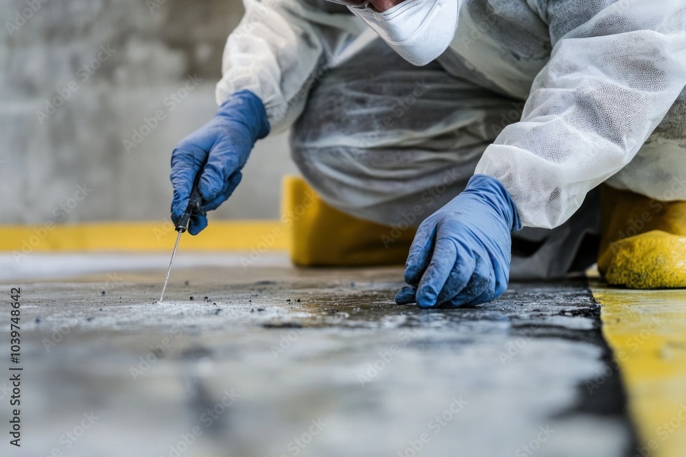 Testing for mold on wet concrete surfaces, focusing on detecting contamination and assessing the structural damage Testing for mold on wet concrete surfaces, focusing on detecting contamination and assessing the structural damage