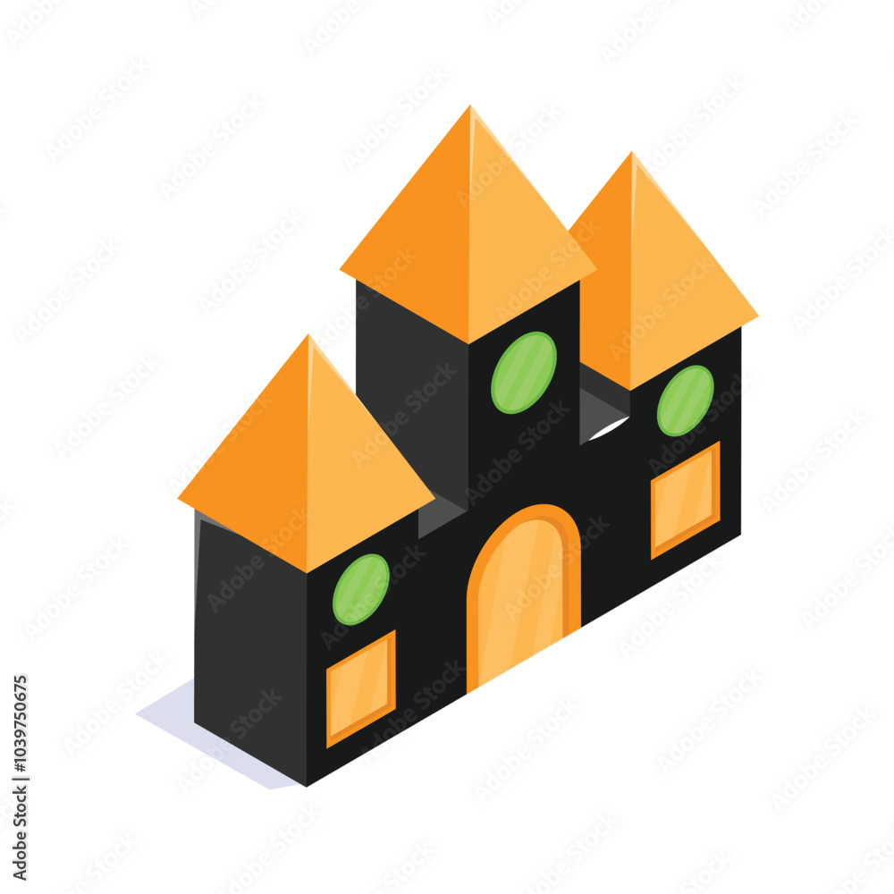 Get a glimpse of haunted house isometric icon Get a glimpse of haunted house isometric icon