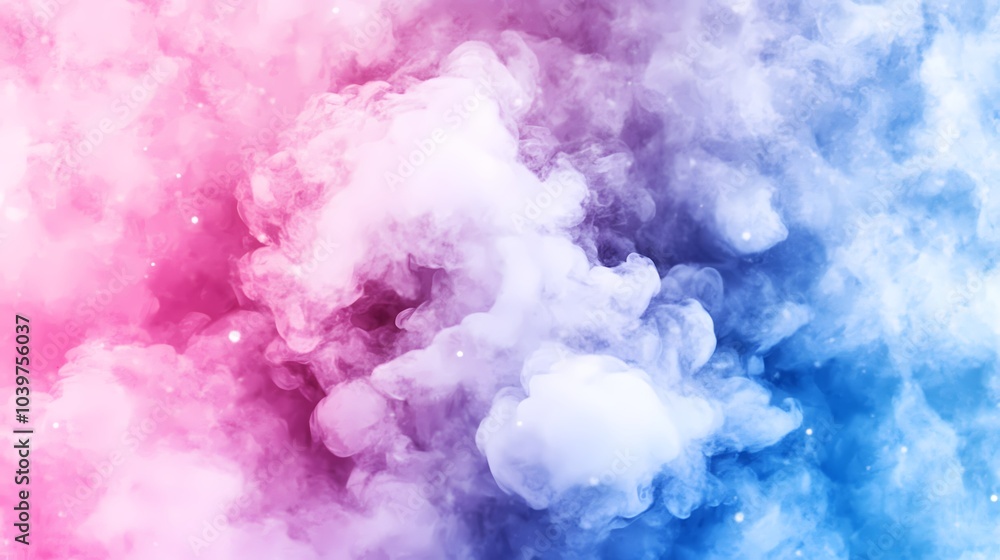 Fototapeta premium Abstract Pink and Blue Smoke Background with Sparkles