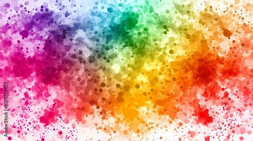 Abstract Watercolor Rainbow Background with Splashes and Drops