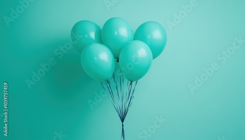 Wallpaper Mural Decorated with soft blue balloons, this elegant banner creates an atmosphere of celebration and joy, perfect for any special occasion Torontodigital.ca