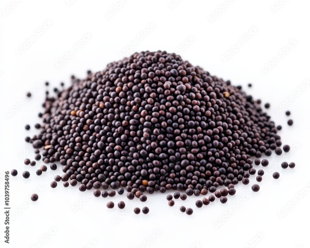 Mustard Seeds. Black Seeds Spice Herb Condiment Ingredient Isolated on White Background Mustard Seeds. Black Seeds Spice Herb Condiment Ingredient Isolated on White Background