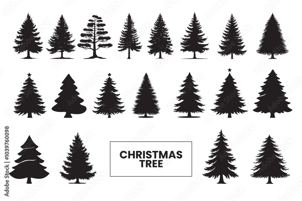 Obraz premium Christmas trees set or pine tree collection vector 