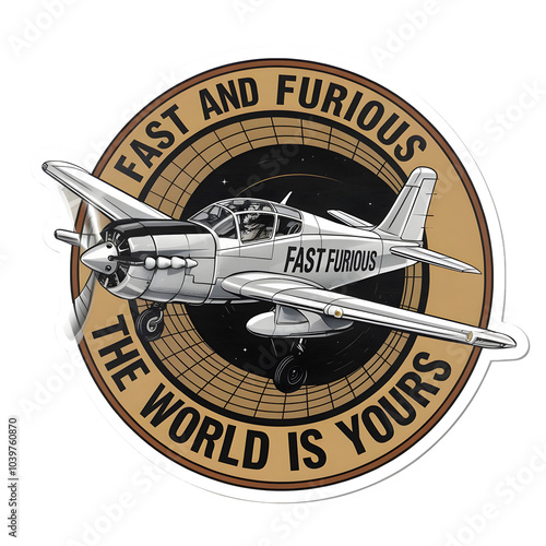 airplane themed sticker print sample , transparent background isolated