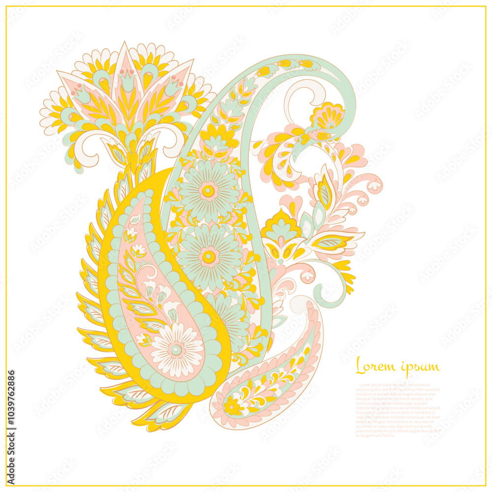 Obraz premium Floral isolated pattern with paisley ornament. Ornate floral decor. Vector illustration