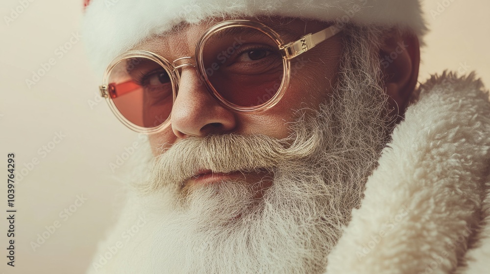 A man with a beard and glasses is wearing a red hat and a white scarf A man with a beard and glasses is wearing a red hat and a white scarf