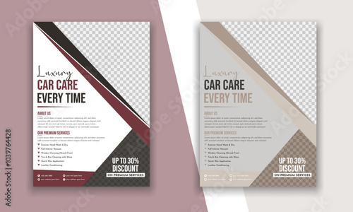 Car wash creative car servicing flyer for professional garage, bubbles, clean, shine, care, tire, technology, door, strategy, unique, a4, brochure, landscape, portrait, square design template.