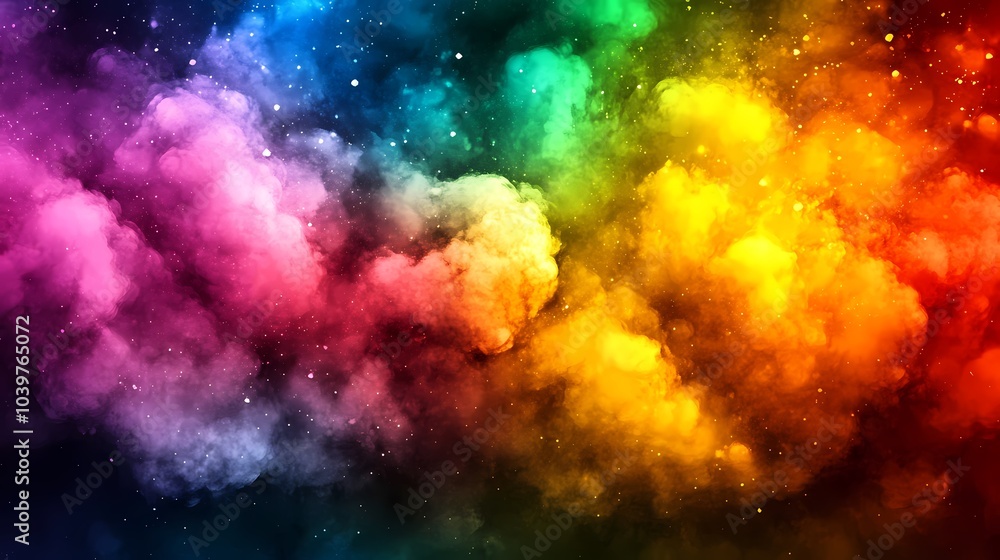 Fototapeta premium Abstract Colorful Smoke Background with Stars