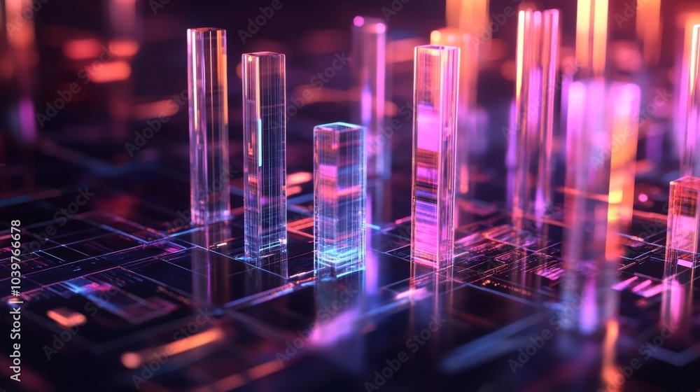 Abstract Modern Colorful 3D Glass Shapes in Dark Background Abstract Modern Colorful 3D Glass Shapes in Dark Background