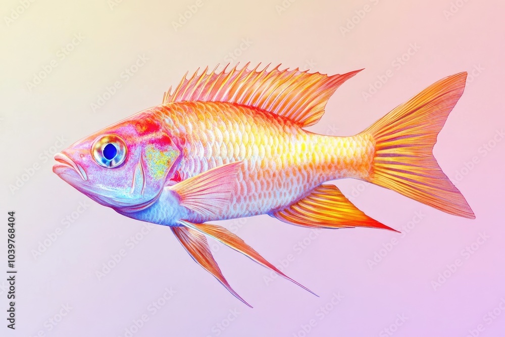 Fototapeta premium Anthias fish isolated on splashcolors background