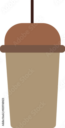 Vector illustration of takeaway coffee cup with a straw and a lid in solid cartoon style. Coffee-themed event, a cafe menu element, a coffee shop advertisement, a coffee-related blog post. Latte, Espr