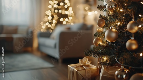 Decorate Your Home with Elegant Gold Ornaments for a Festive Christmas photo