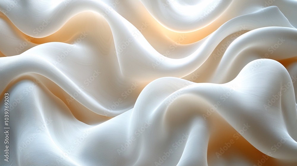 Elegant White Satin Fabric Draped with Soft Waves and Smooth Texture Elegant White Satin Fabric Draped with Soft Waves and Smooth Texture