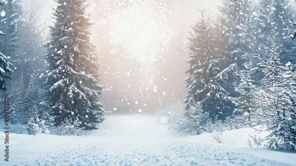 A snowy forest with trees and a path A snowy forest with trees and a path
