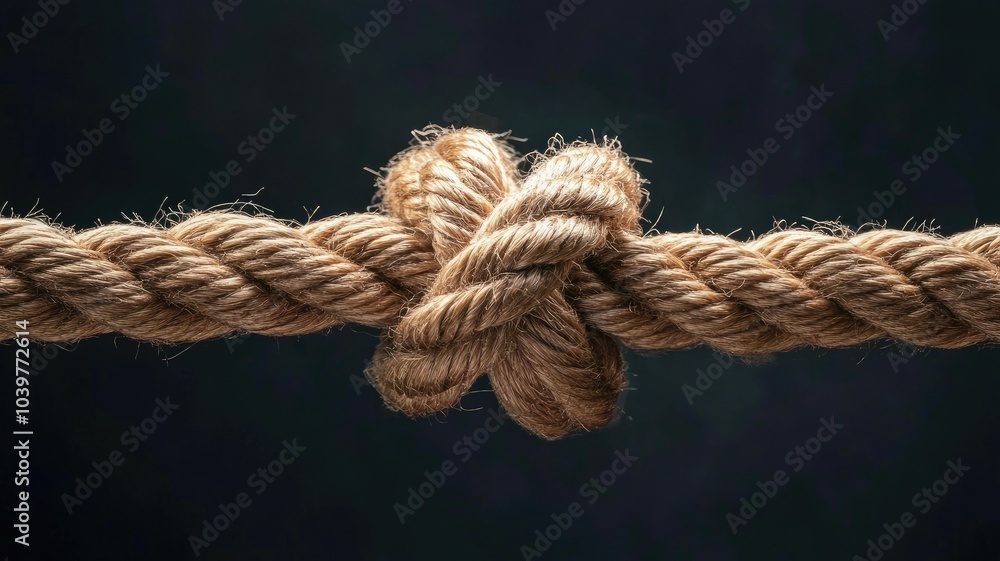 Close-up of rope tied in knot against dark background Close-up of rope tied in knot against dark background