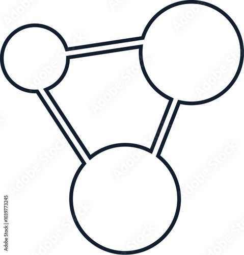 Abstract vector illustration of molecule structure in linear style. Natural science, discovery, and investigation symbol element. The icon is perfect for web design, decorative elements, print, sticke