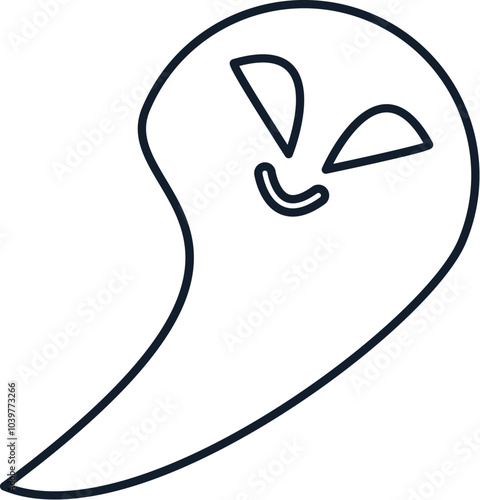 Vector illustration of flying alien in linear style. Science, discovery, and space symbol. Astronomy and cosmos element. Mystery of the cosmos, a UFO, Halloween symbol. The icon is perfect for web des