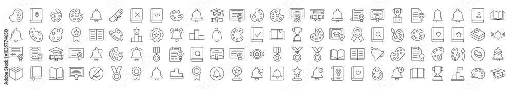 Award, Ring, Book, Medal, Watercolor Related Icon Set. Editable Stroke. Suitable for Web Sites, Books, Cards, Apps Award, Ring, Book, Medal, Watercolor Related Icon Set. Editable Stroke. Suitable for Web Sites, Books, Cards, Apps