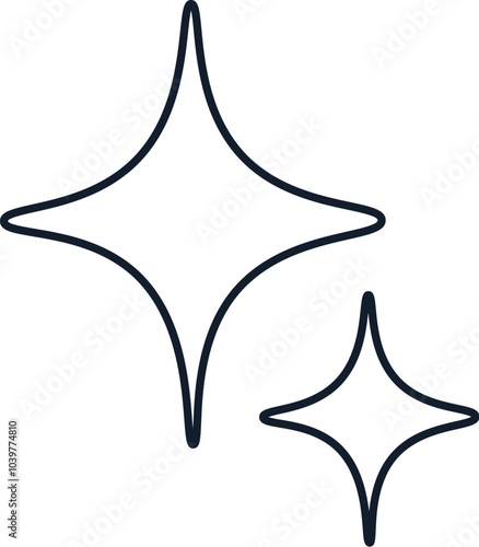 Vector abstract illustration of stars in linear style. Science, discovery, and space symbol. Astronomy and cosmos element. The icon is perfect for web design, decorative elements, print, stickers, or 