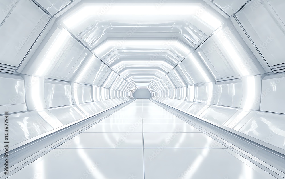 Empty white tunnel with futuristic style, 3d rendering, Generative Ai
Empty white tunnel with futuristic style, 3d rendering, Generative Ai
