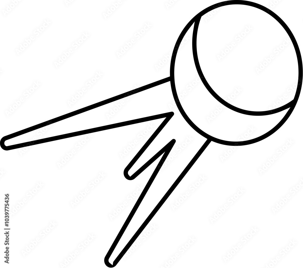 Vector illustration of satellite in linear style. Science, discovery, and space symbol. Astronomy and communication element. The icon is perfect for web design, decorative elements, print, stickers, o Vector illustration of satellite in linear style. Science, discovery, and space symbol. Astronomy and communication element. The icon is perfect for web design, decorative elements, print, stickers, o
