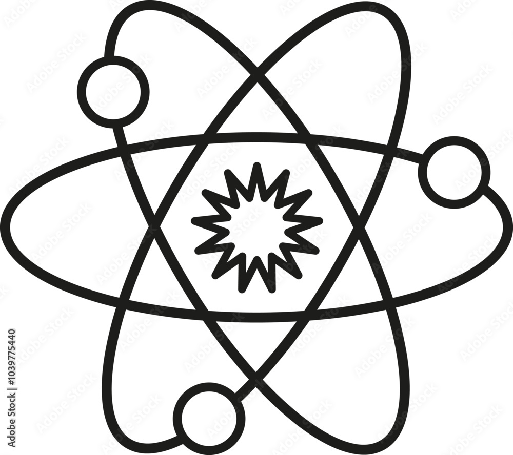 Vector abstract illustration of planetary system in linear style. Science, discovery, and space symbol. Astronomy and cosmos element. The icon is perfect for web design, decorative elements, print, st