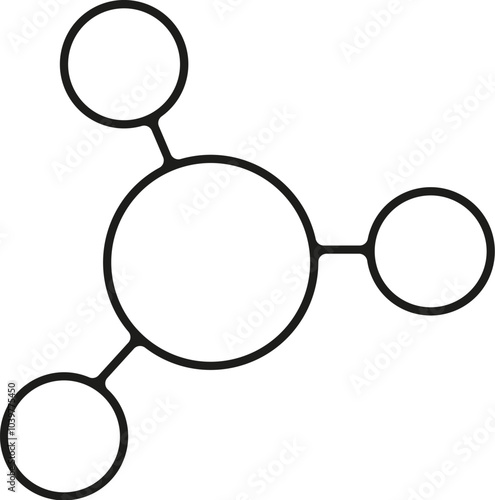 Vector illustration of abstract molecular formula in linear style. Science, discovery, and investigation symbol element. The icon is perfect for web design, decorative elements, print, stickers, or so