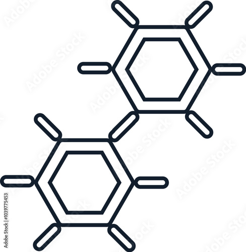 Vector illustration of abstract chemical chain in linear style. Science, discovery, and investigation symbol element. The icon is perfect for web design, decorative elements, print, stickers, or socia