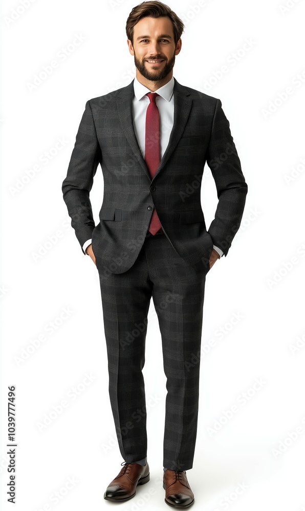 man in formal suit with red and blue elements, smiling man in formal suit with red and blue elements, smiling