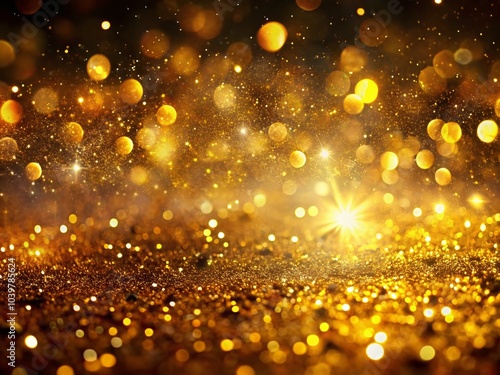 Abstract Luxury Background with Sparkling Golden Dust and Glowing Particles for High-End Design