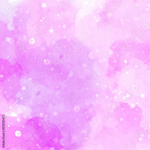 A pink background with white dots and a purple line. The background is a watercolor painting.